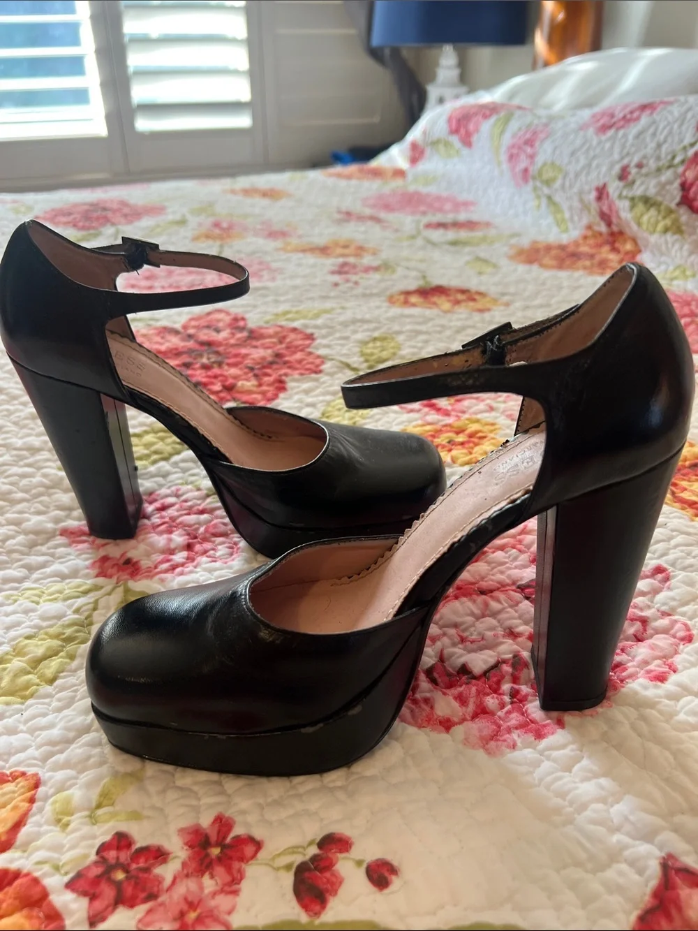 GUESS Black Platform Mary Jane Heels Shoes